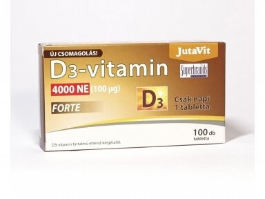 VITAMINAS D3 4000 TV 100 mg FORTE 100 tab. "JUTAVIT" VITAMINAS D3 4000 TV 100 mg FORTE 100 tab. "JUTAVIT"