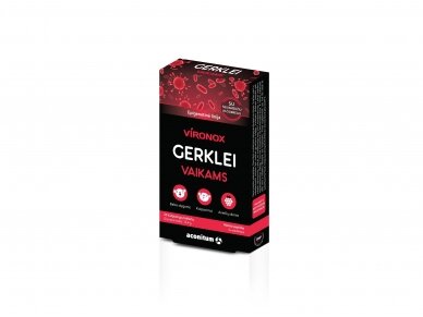 VIRONOX Maisto papildas (su saldikliu) gerklei VAIKAMS 20 tablečių Aviečių skonio VIRONOX Maisto papildas (su saldikliu) gerklei VAIKAMS 20 tablečių Aviečių skonio