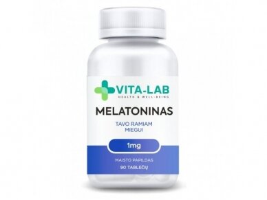 VITA-LAB maisto papildas Melatoninas 1 mg, N90 VITA-LAB maisto papildas Melatoninas 1 mg, N90