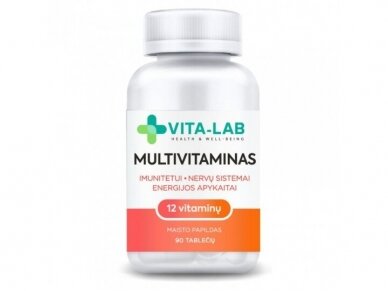 VITA-LAB maisto papildas Multivitaminas 12 komponentų, N90 VITA-LAB maisto papildas Multivitaminas 12 komponentų, N90