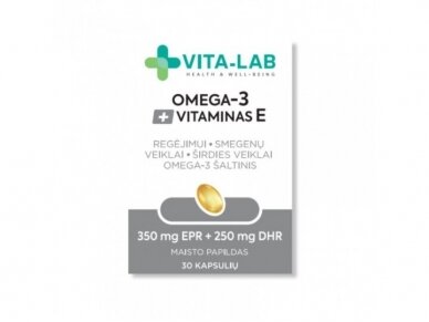 VITA-LAB maisto papildas Omega-3 + Vitaminas E, N30 VITA-LAB maisto papildas Omega-3 + Vitaminas E, N30