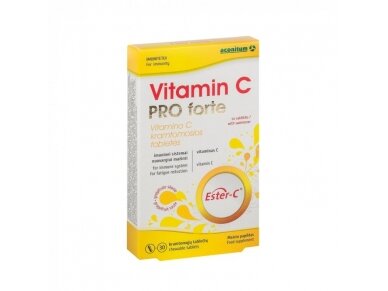 VITAMIN C PRO FORTE, greipfrutų skonio, 30 kramtomųjų tablečių VITAMIN C PRO FORTE, greipfrutų skonio, 30 kramtomųjų tablečių