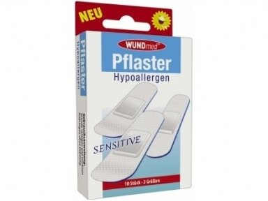 WUNDMED Hipoalerginiai pleistrai SENSITIVE 10 vnt WUNDMED Hipoalerginiai pleistrai SENSITIVE 10 vnt