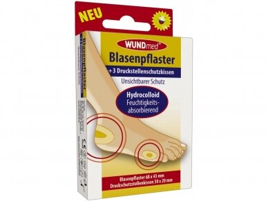 WUNDMED Hidrokoloidiniai pleistrai nuospaudoms 1 vnt: 68x43mm / 3 vnt: 30x20mm
